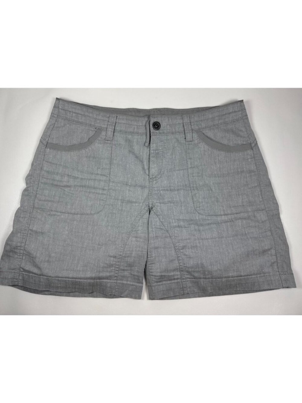 Kuhl Cabo Hiking Shorts Size 10 Gray Rib Waistband Linen Blend Casual Athleisure